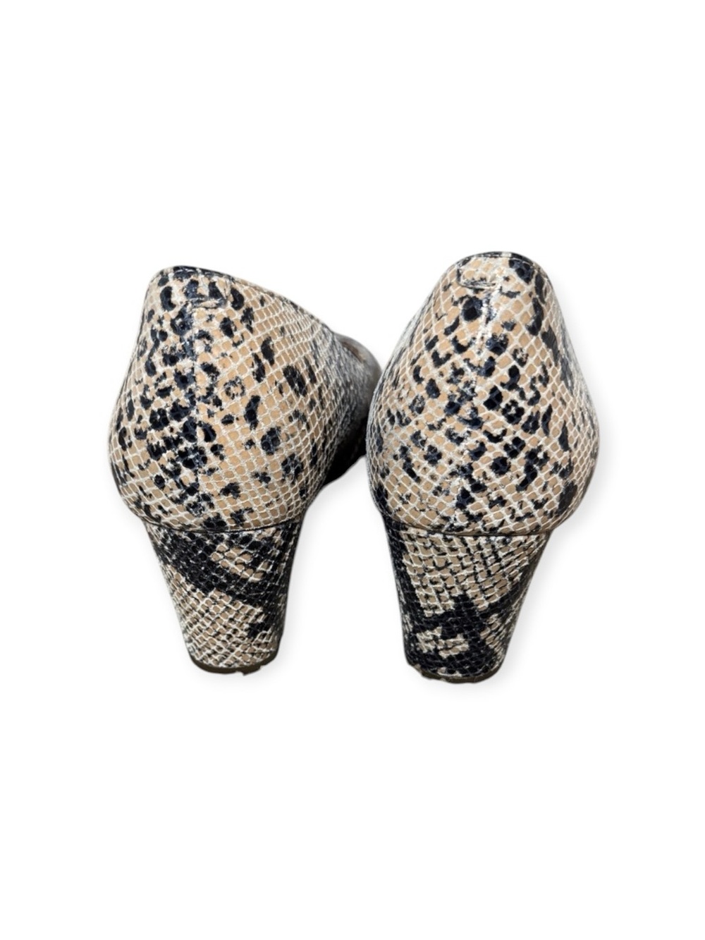 Vionic Snake Print Wedge Pumps in Black and Cream - Picture 4 of 9